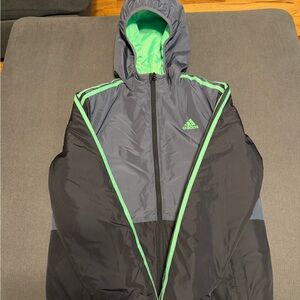 Adidas boys coat grey/black/green size 14/16